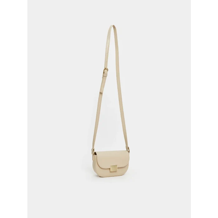 LCW ACCESSORIES Ekru Deri Görünümlü Kadın Omuz Çantası