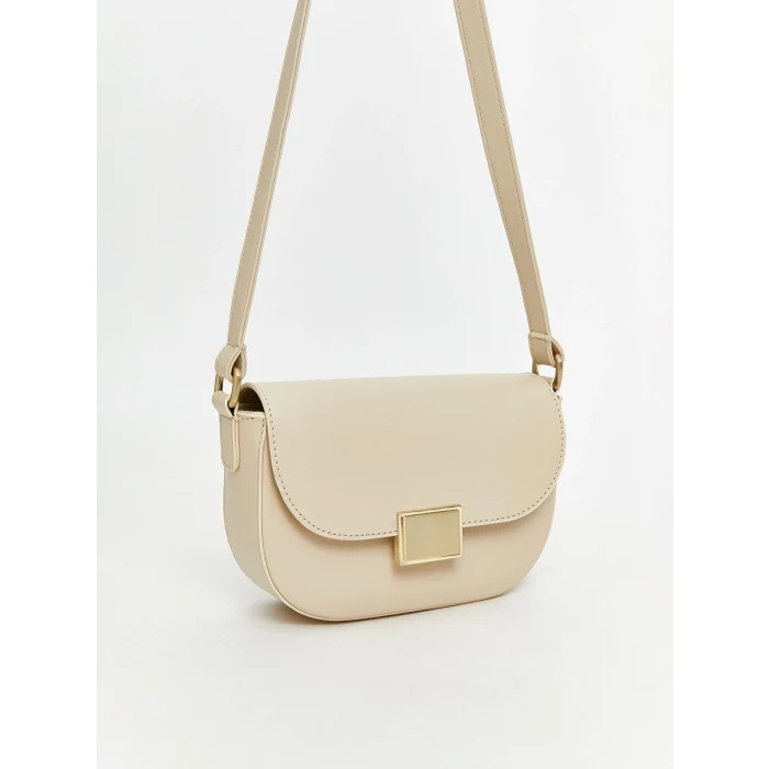 LCW ACCESSORIES Ekru Deri Görünümlü Kadın Omuz Çantası
