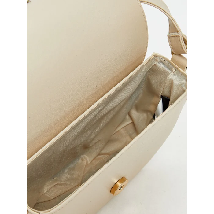 LCW ACCESSORIES Ekru Deri Görünümlü Kadın Omuz Çantası