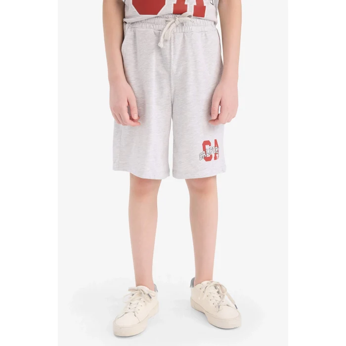 Defacto E3405 Gri Erkek Çocuk 2li Takım Baskılı Kısa Kollu Tişört Şort