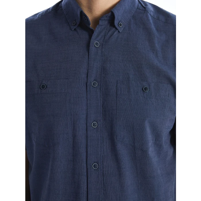 LCWAIKIKI Classic Indigo Regular Fit Kısa Kollu Poplin Erkek Gömlek