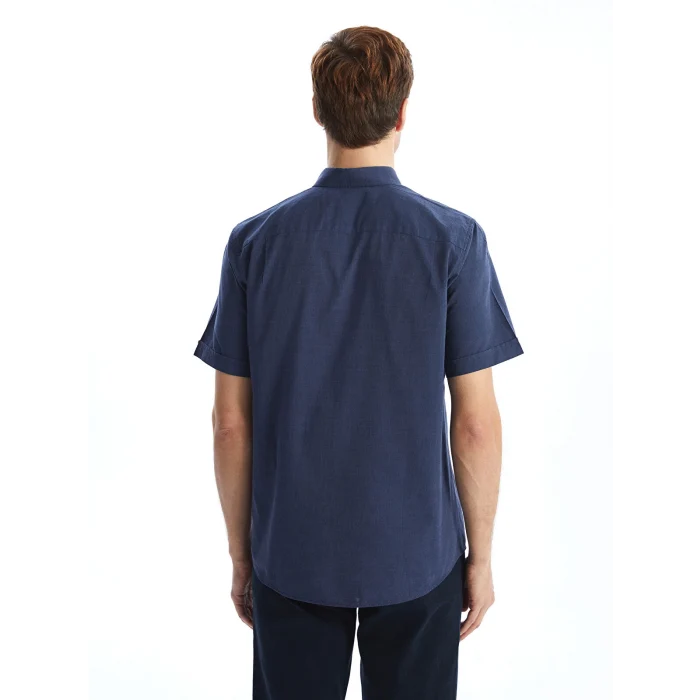 LCWAIKIKI Classic Indigo Regular Fit Kısa Kollu Poplin Erkek Gömlek