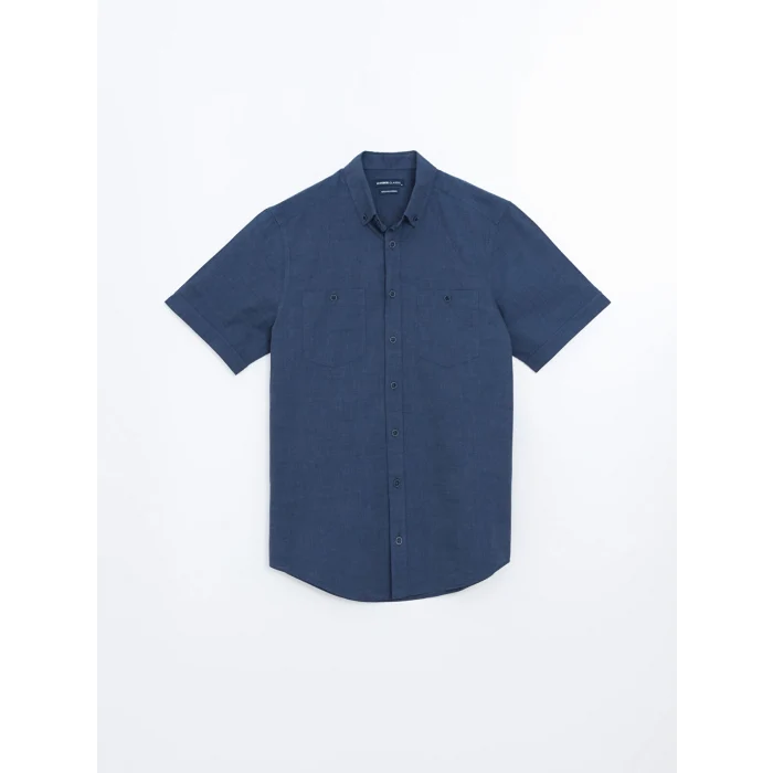 LCWAIKIKI Classic Indigo Regular Fit Kısa Kollu Poplin Erkek Gömlek