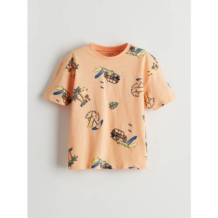 LCW Kids Mercan Beli Lastikli Baskılı Tişört ve Şort 2li