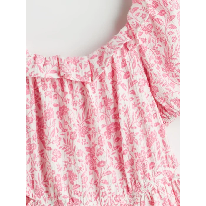 LCW Kids Beyaz Çiçekli Kız Çocuk Elbise