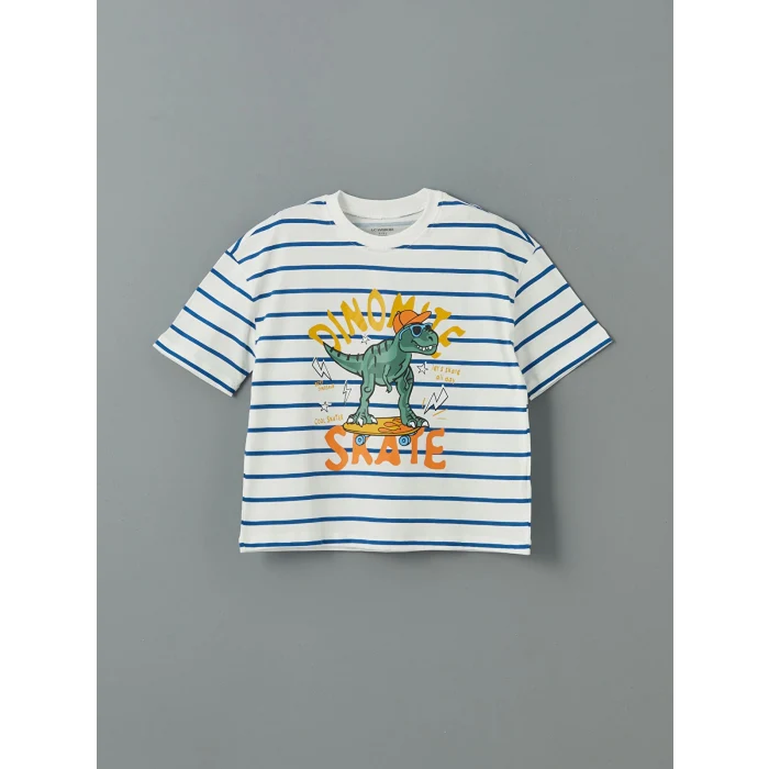 LCW Kids Ekru Bisiklet Yaka Erkek Çocuk Tişört ve Şort 2li