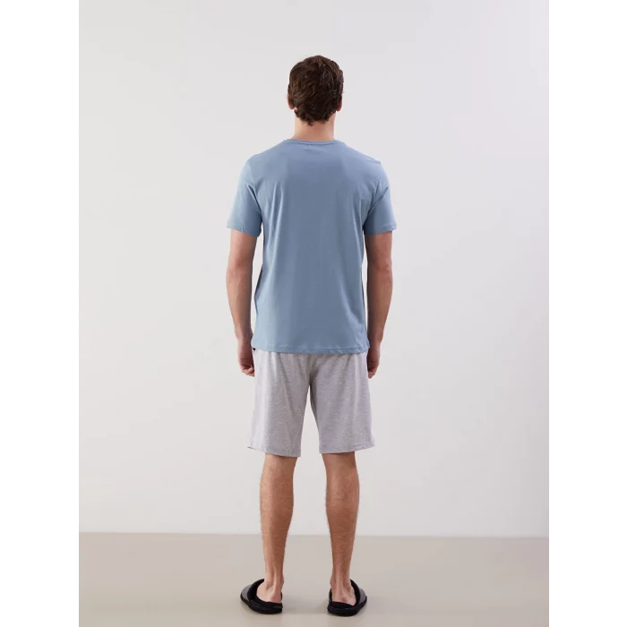 LC WAIKIKI Mavi Standart Kalıp Erkek Şortlu Pijama Takımı