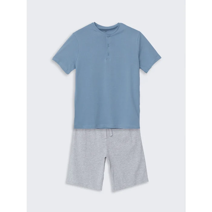 LC WAIKIKI Mavi Standart Kalıp Erkek Şortlu Pijama Takımı