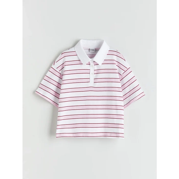 LCW Kids Karişik Polo Yaka Kız Çocuk Crop Tişört