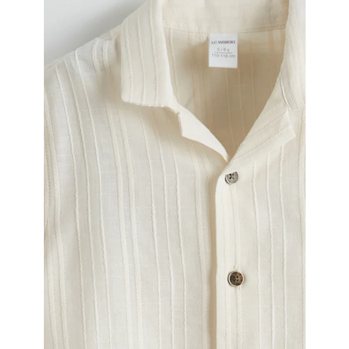 LCW Kids Bej Resort Yaka Pamuklu Erkek Çocuk Gömlek