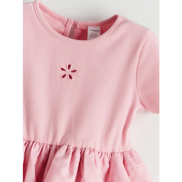 LCW Kids Pembe Bisiklet Yaka Kız Çocuk Kaşkorse Elbise