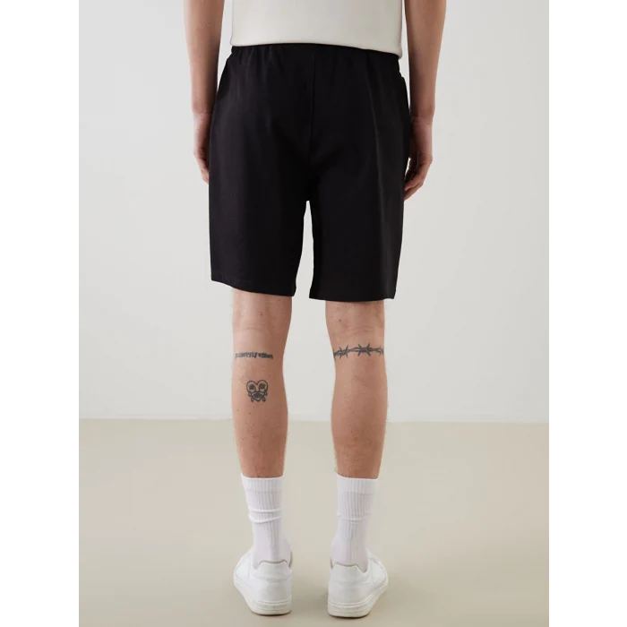 XSIDE Siyah Standart Kalıp Baskılı Erkek Şort
