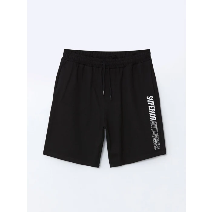 XSIDE Siyah Standart Kalıp Baskılı Erkek Şort