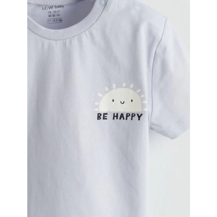 LCW baby Lila Baskılı Erkek Bebek Tişört ve Şort 2li