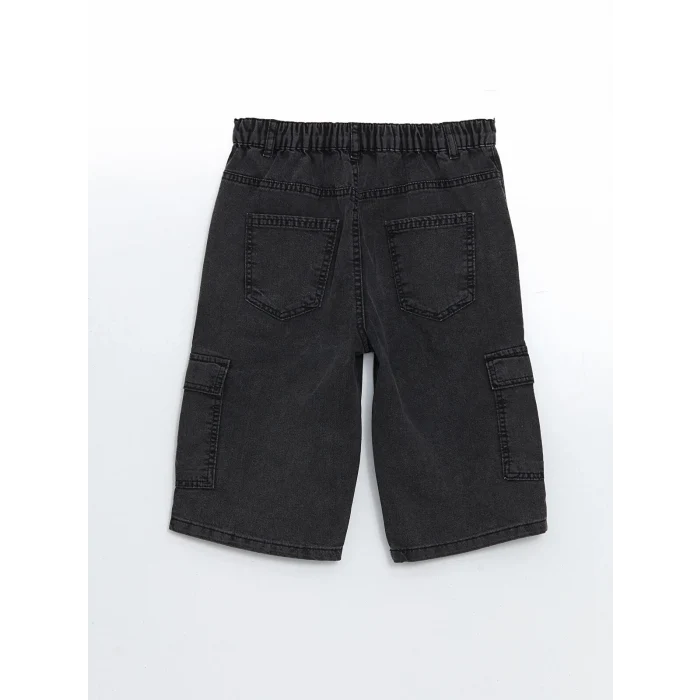 LCW Kids Siyah Beli Lastikli Erkek Çocuk Kargo Jean Şort