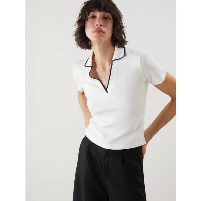 LCW Vision Ekru Polo Yaka Kadın Tişört