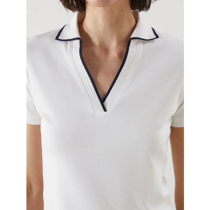 LCW Vision Ekru Polo Yaka Kadın Tişört