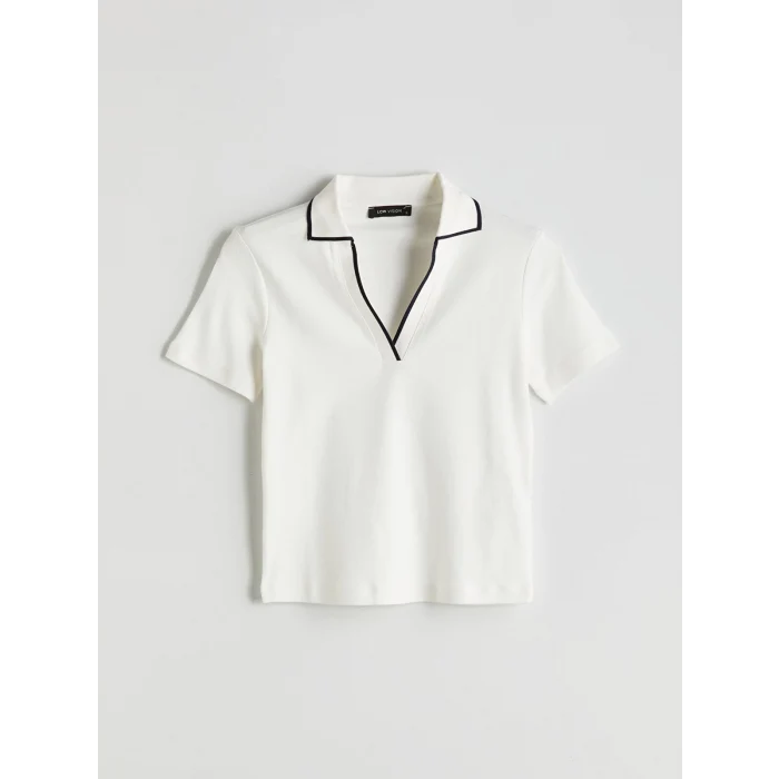LCW Vision Ekru Polo Yaka Kadın Tişört
