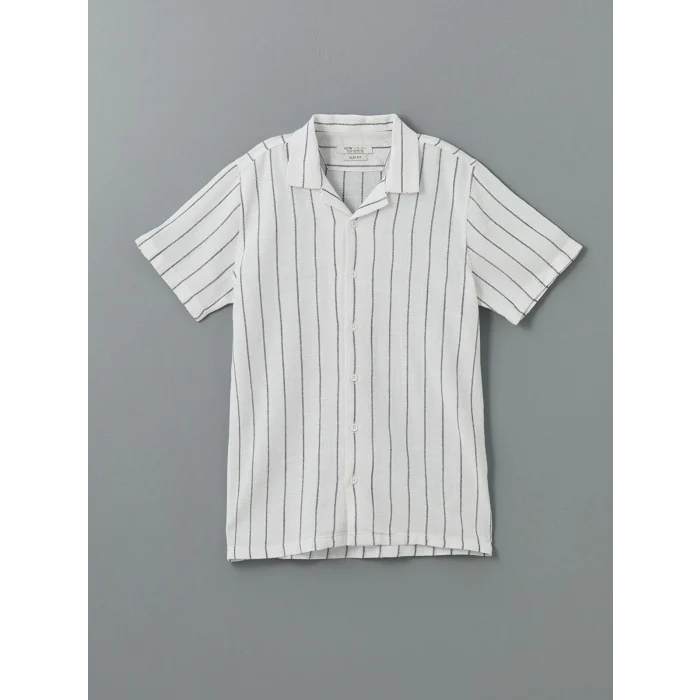 LCW Vision Beyaz Kısa Kollu Çizgili Erkek Çocuk Gömlek