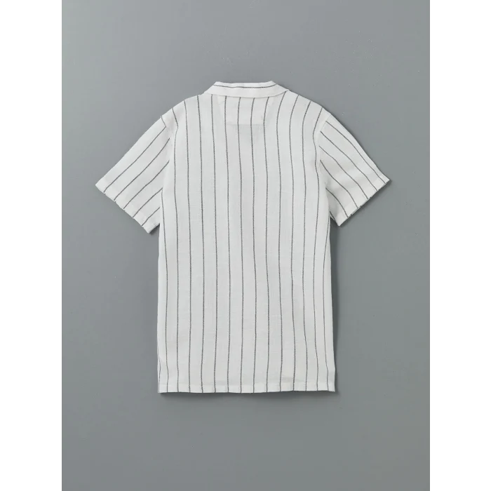 LCW Vision Beyaz Kısa Kollu Çizgili Erkek Çocuk Gömlek