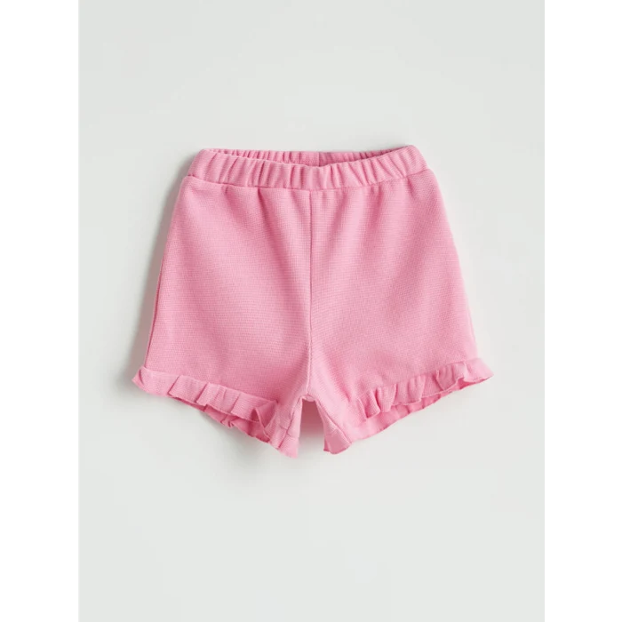 LCW baby Bej Bisiklet Yaka Çiçekli Kız Bebek Bluz ve Şort 2li