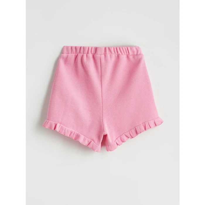 LCW baby Bej Bisiklet Yaka Çiçekli Kız Bebek Bluz ve Şort 2li