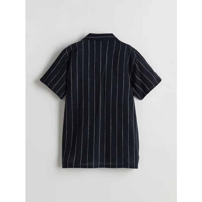 LCW Vision Lacivert Kısa Kollu Çizgili Erkek Çocuk Gömlek