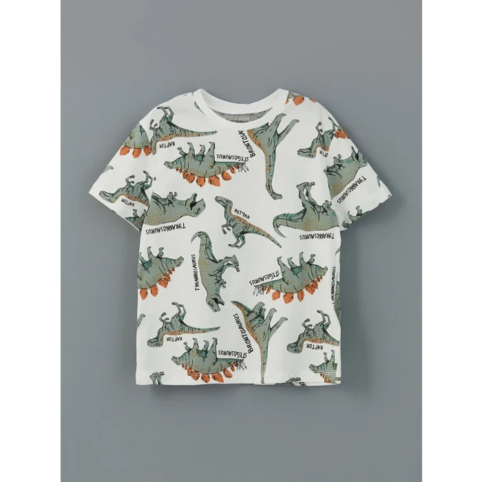 LCW Kids Ekru Bisiklet Yaka Erkek Çocuk Tişört ve Şort