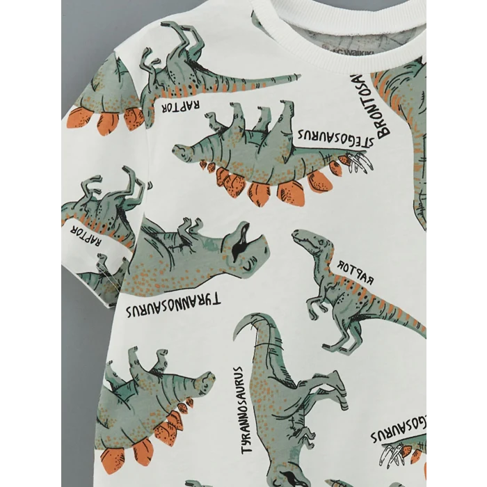 LCW Kids Ekru Bisiklet Yaka Erkek Çocuk Tişört ve Şort