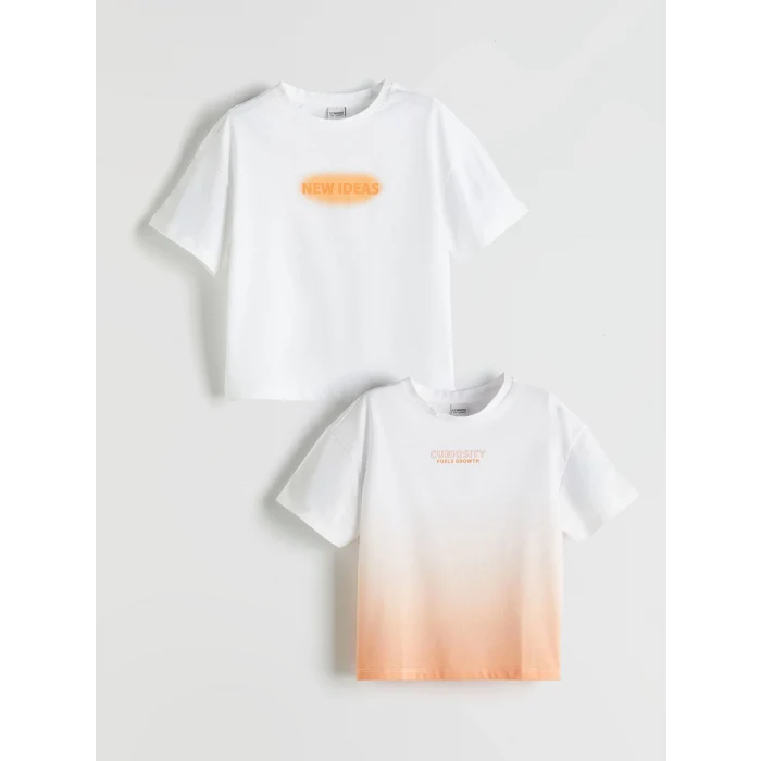 LCW Kids Beyaz Bisiklet Yaka Kız Çocuk Tişört 2li