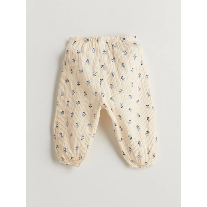 LCW baby Bej Fırfırlı Çiçekli Kız Bebek Bluz ve Pantolon 2li