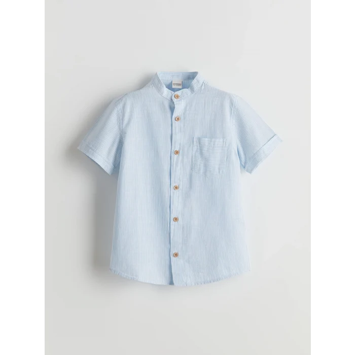 LCW Kids Mavi Hakim Yaka Çizgili Erkek Çocuk Gömlek