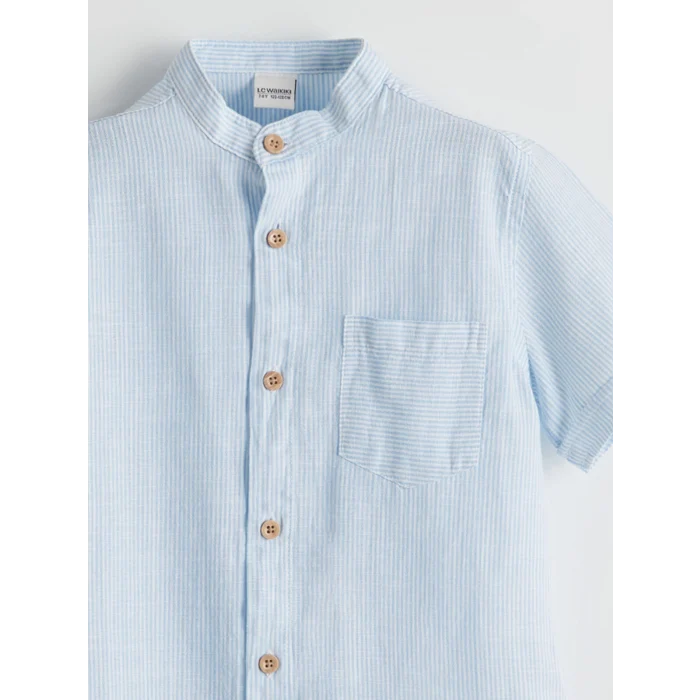LCW Kids Mavi Hakim Yaka Çizgili Erkek Çocuk Gömlek