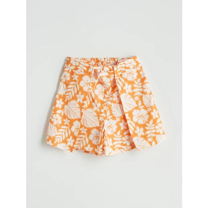 LCW Kids Ekru Bisiklet Yaka Çiçekli Kız Çocuk Atlet ve Şort Etek