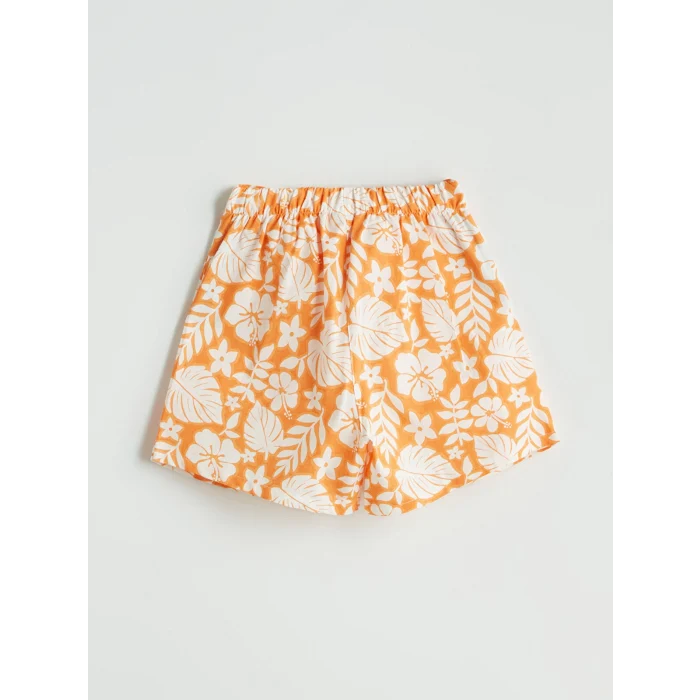 LCW Kids Ekru Bisiklet Yaka Çiçekli Kız Çocuk Atlet ve Şort Etek