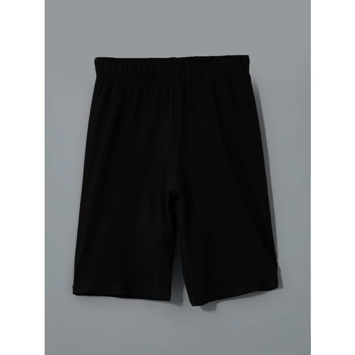 LCW Kids Beyaz Bisiklet Yaka Erkek Çocuk Şortlu Pijama Takımı