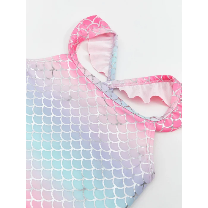 LCW baby Pembe Desenli Tüllü Kız Çocuk Mayo