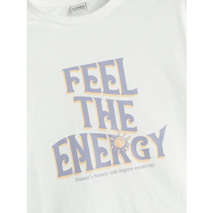 LCW Kids Ekru Bisiklet Yaka Kız Çocuk Tişört ve Tayt