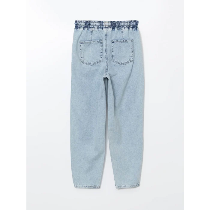 LCW Jeans Indigo Beli Lastikli Mom Fit Kadın Jean Pantolon