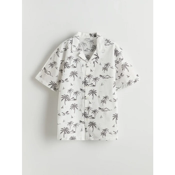 LCW Kids Beyaz Desenli Erkek Çocuk Gömlek