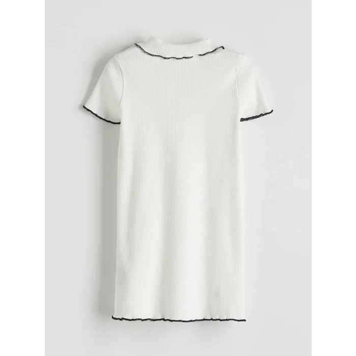 LCW Kids Ekru Polo Yaka Kız Çocuk Kaşkorse Elbise