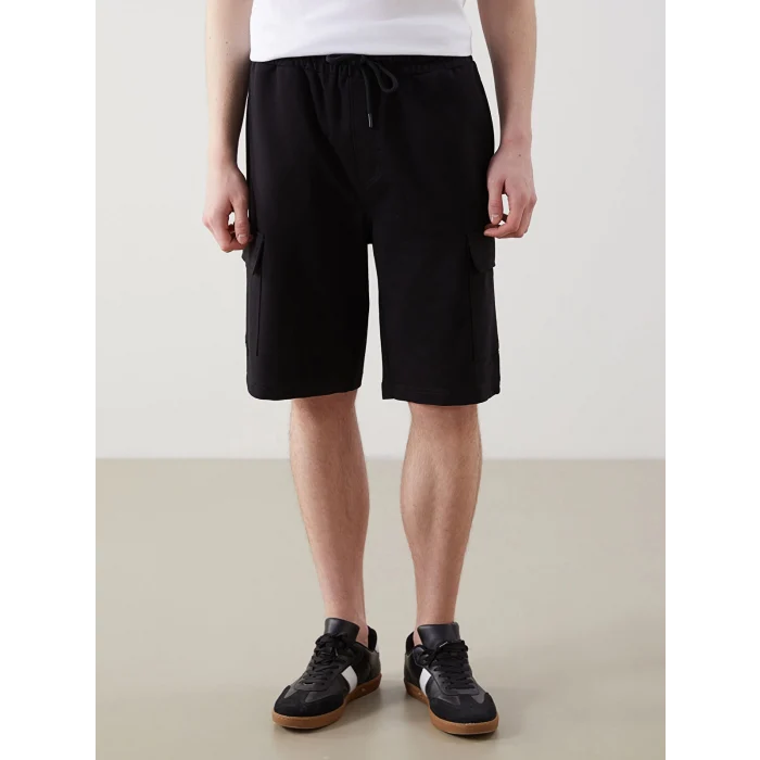 XSIDE Siyah Slim Fit Erkek Kargo Şort