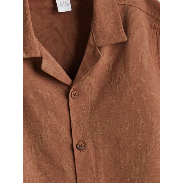 LCW Kids Kahverengi Resort Yaka Erkek Çocuk Pamuk Karışımlı Gömlek