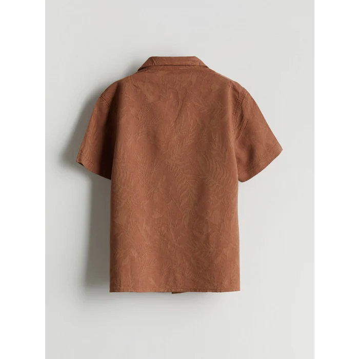 LCW Kids Kahverengi Resort Yaka Erkek Çocuk Pamuk Karışımlı Gömlek