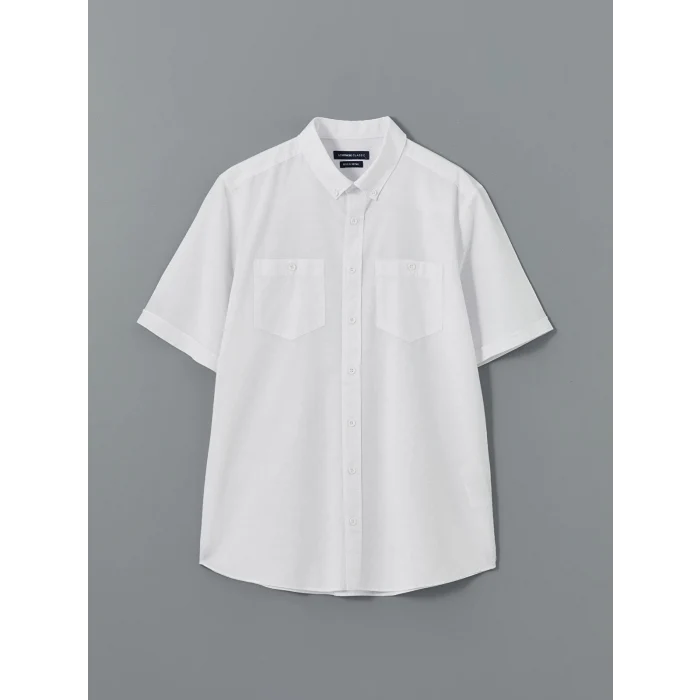 LCWAIKIKI Classic Beyaz Regular Fit Kısa Kollu Poplin Erkek Gömlek