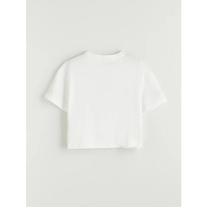 LCW Kids Ekru Bisiklet Yaka İtalya Baskılı Kız Çocuk Tişört ve Şort