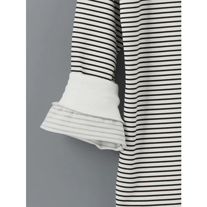 LCW Modest Siyah Çizgili Oversize Kadın Sweatshirt Tunik