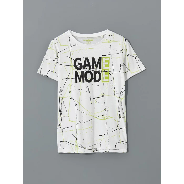 LCW Kids Beyaz Bisiklet Yaka Erkek Çocuk Şortlu Pijama Takımı