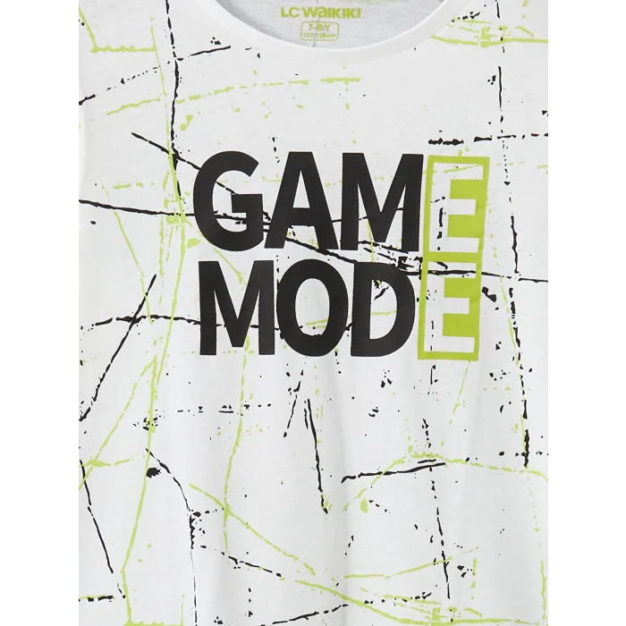 LCW Kids Beyaz Bisiklet Yaka Erkek Çocuk Şortlu Pijama Takımı