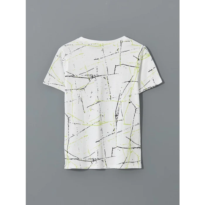 LCW Kids Beyaz Bisiklet Yaka Erkek Çocuk Şortlu Pijama Takımı